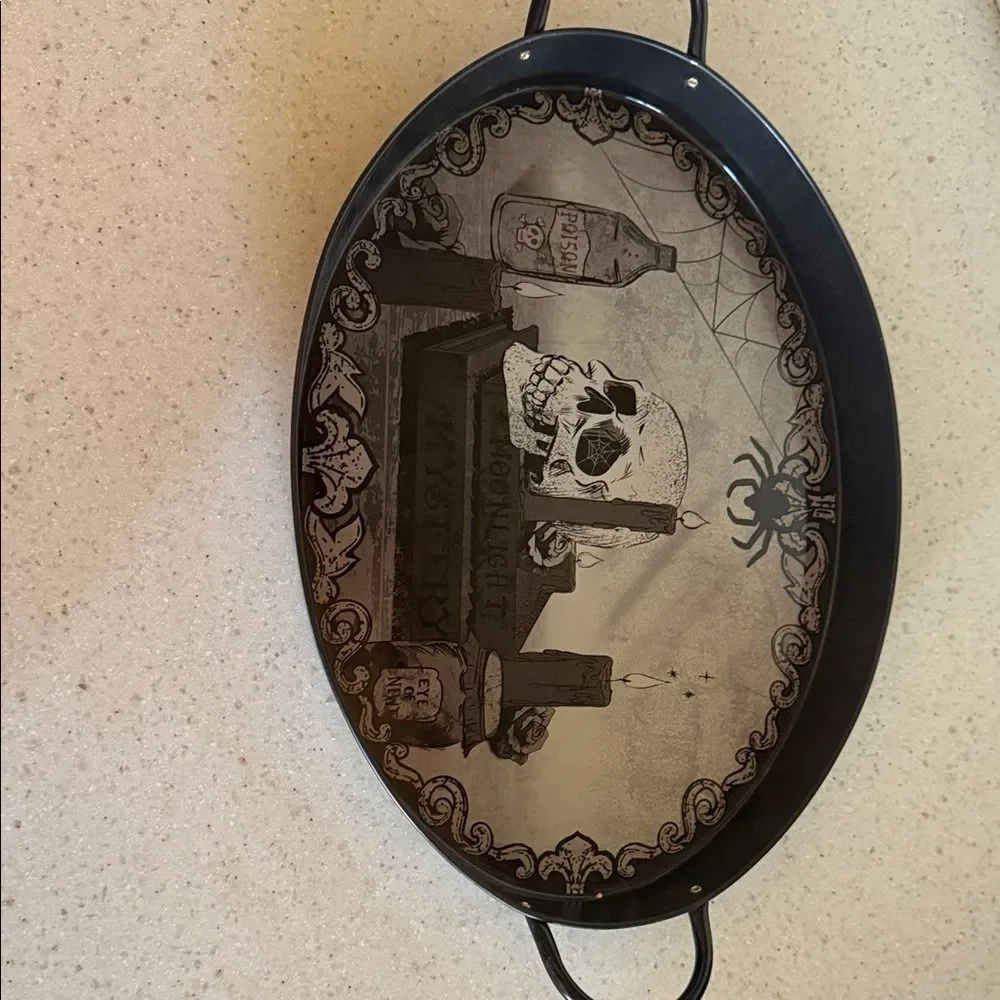 Spooky Skull and Spider Oval Tray 15 inch